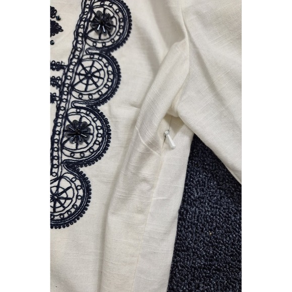 Tory Burch Embellished Embroidered Tunic Blue White Size 8‎ NWT - Picture 6 of 13